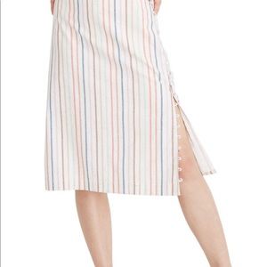 Madewell Flecked Rainbow Stripe Midi Skirt